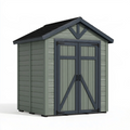 Abri de jardin 185 x 122 x 210 cm en résine vert sauge et anthracite à double porte