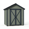 Abri de jardin 180 x 120 x 200 cm en panneaux synthétiques vert gris à doubles portes style chalet
