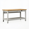 Établi 120 x 60 x 90 cm en acier gris avec plateau en bois et rangement