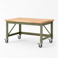 Établi mobile 152 x 76 x 91 cm plateau en bois structure acier vert industriel