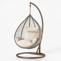 Fauteuil suspendu de jardin 105 x 105 x 195 cm en métal et résine tressée taupe avec support