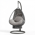 Fauteuil suspendu 105 x 195 cm en résine tressée gris anthracite avec support en acier