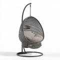 Fauteuil suspendu 105 x 95 x 195 cm en résine tressée gris anthracite avec support - jardin bohème