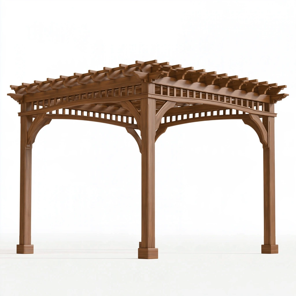 Pergola de jardin 300 x 300 x 250 cm en bois brun style traditionnel