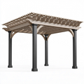 Pergola de jardin 300 x 300 x 250 cm en bois beige et noir à toit ajouré