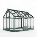 Serre de jardin 300 x 250 x 250 cm aluminium vert avec panneaux transparents style classique