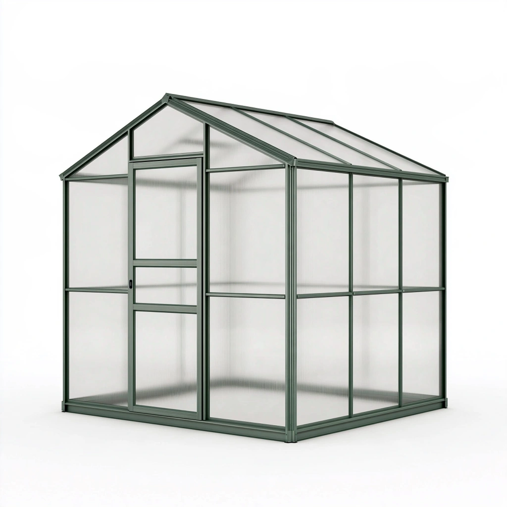 Serre de jardin 190 x 190 x 195 cm aluminium vert panneaux translucides porte coulissante