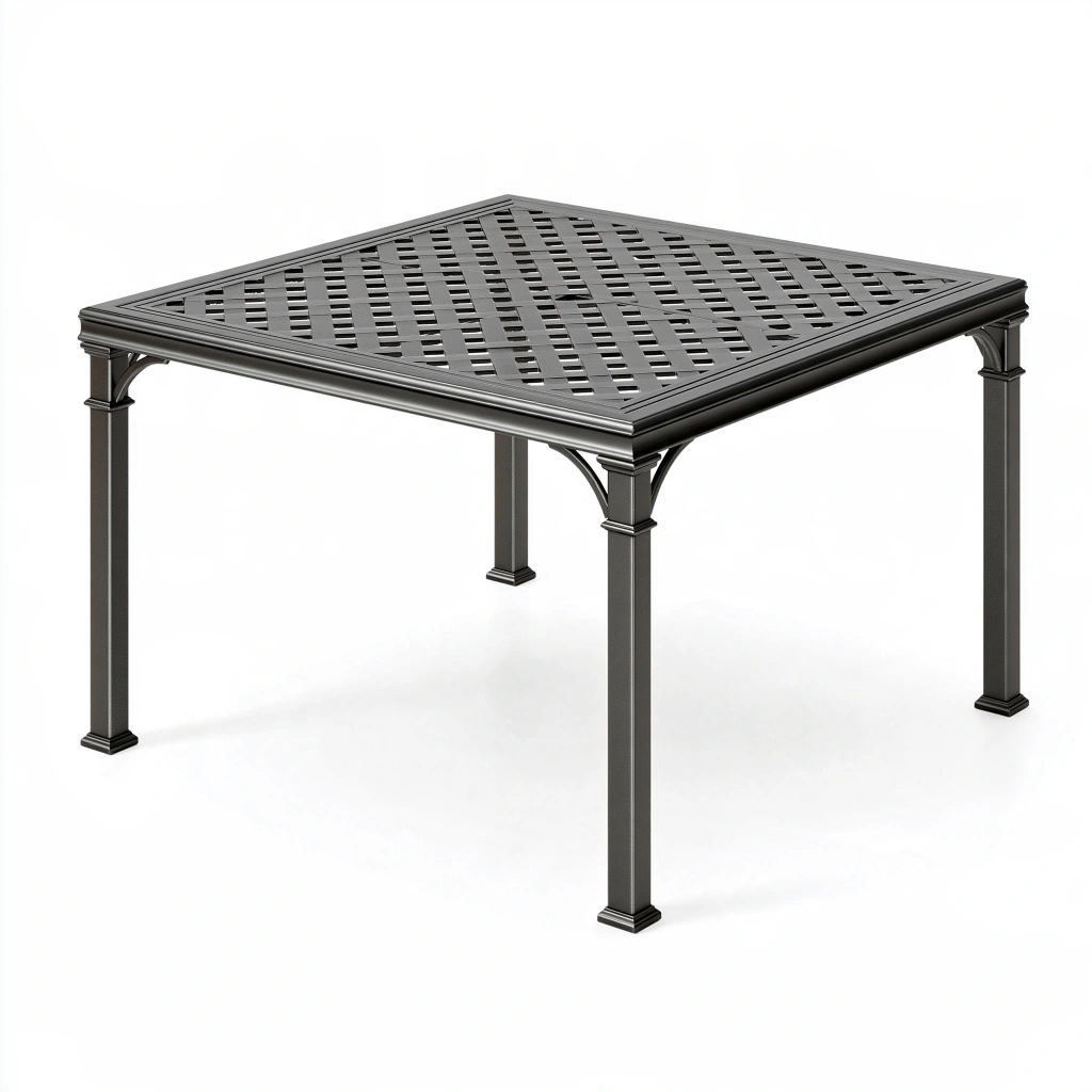 Table de jardin 150 x 90 x 74 cm en aluminium gris anthracite à plateau ajouré style classique