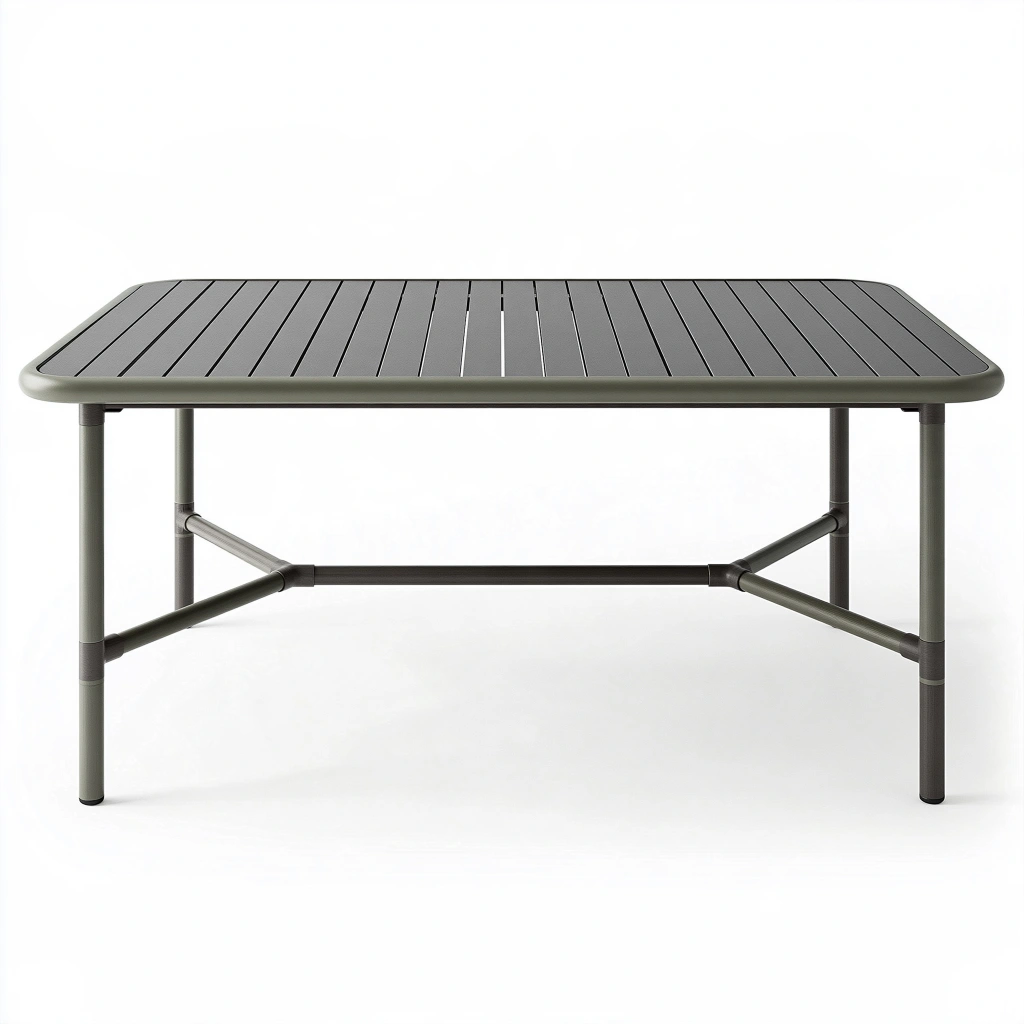 Table de jardin 160 x 90 x 75 cm en aluminium gris anthracite avec plateau à lattes