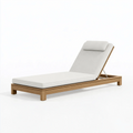Bain de soleil 200 x 70 cm en bois naturel et tissu beige à dossier réglable