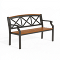 Banc de jardin 125 x 60 x 85 cm métal noir et bois brun style classique