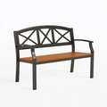 Banc de jardin 122 x 60 x 91 cm en métal et bois noir/marron style classique